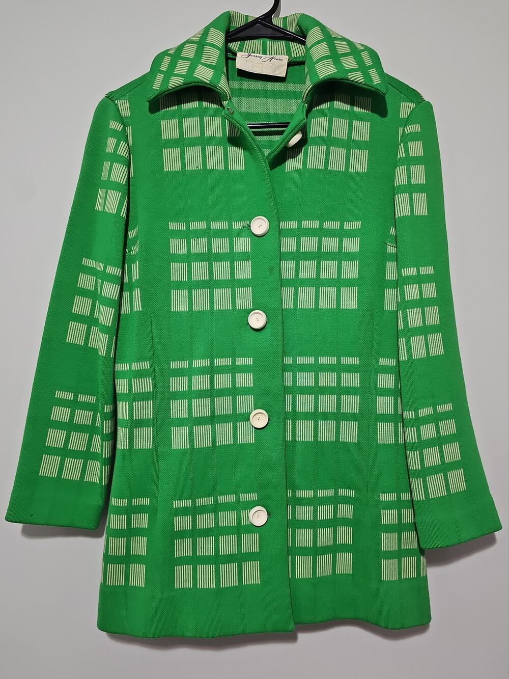 Jersey House Wool Sweater Jacket Womens 8 Retro 70s Mod Vintage